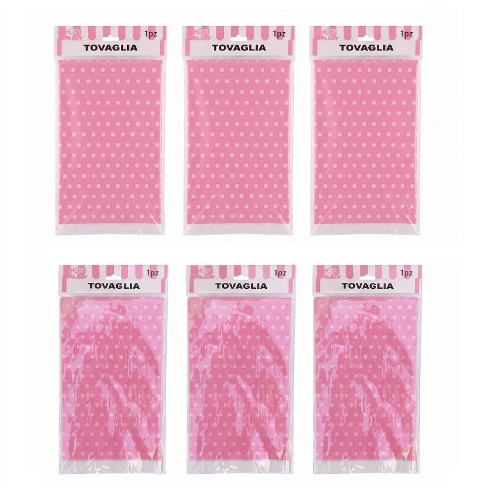 offerta 6 tovaglie rosa a pois feste bimba.jpg