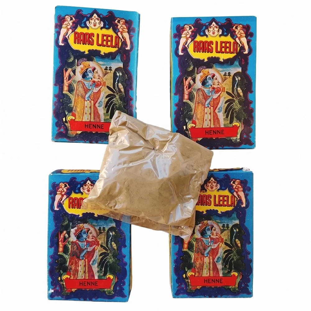 Lotto 4 Confezioni di Vero Henné Puro in Polvere "Raas Leela" (300g)