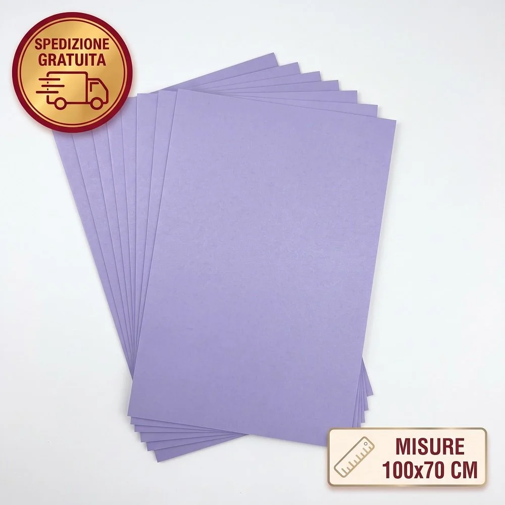 Lotto 20 Fogli Carta da Regalo Tinta Unita Lilla (100x70 cm - 80g) – Carta per Confezioni e Feste