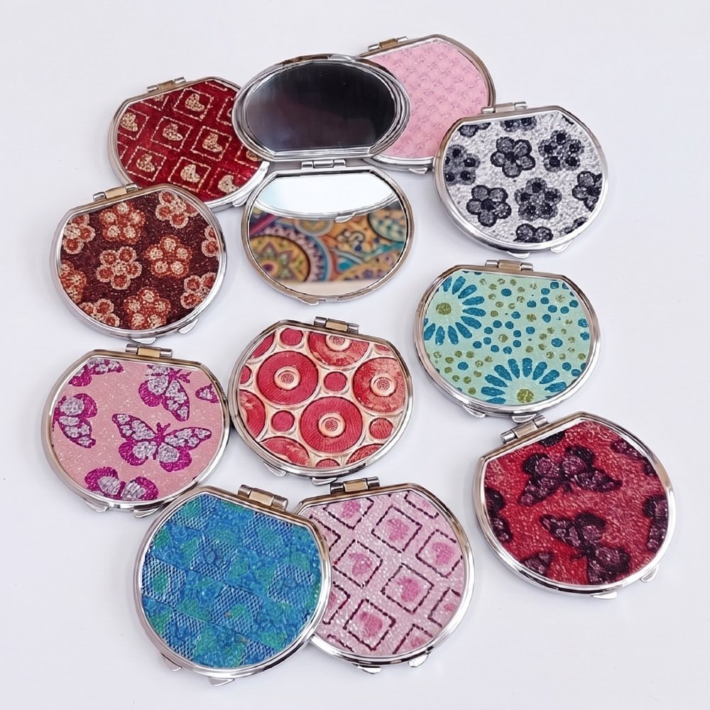 Set 12 Specchietti da Borsetta Rotondi Glitterati (7x7 cm) Mod. AC-01 – Idee Regalo e Bomboniere