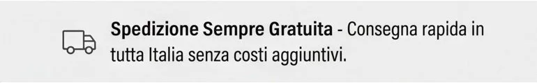 Banner pubblicitario con icona di un camion e testo sulla spedizione gratuita in Italia