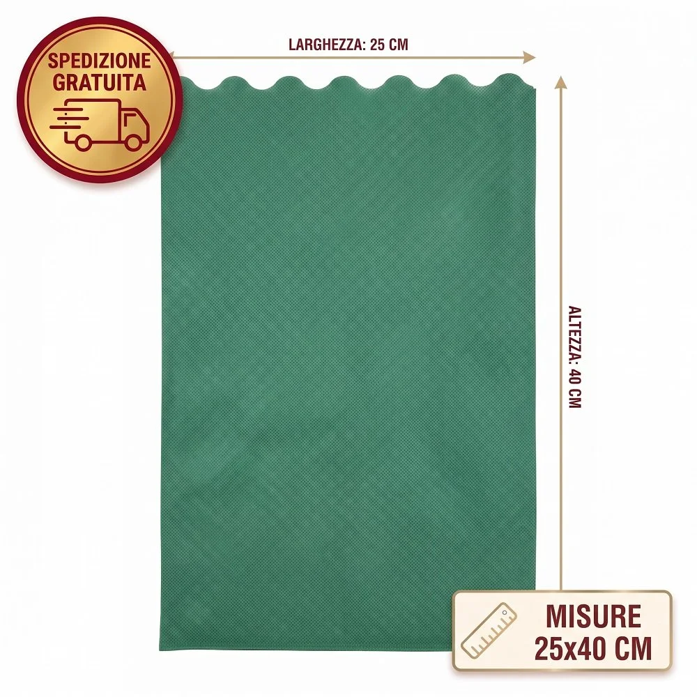 Set 20 Buste Regalo in TNT Verde (25x40 cm) – Sacchetti Riusabili in Tessuto Non Tessuto