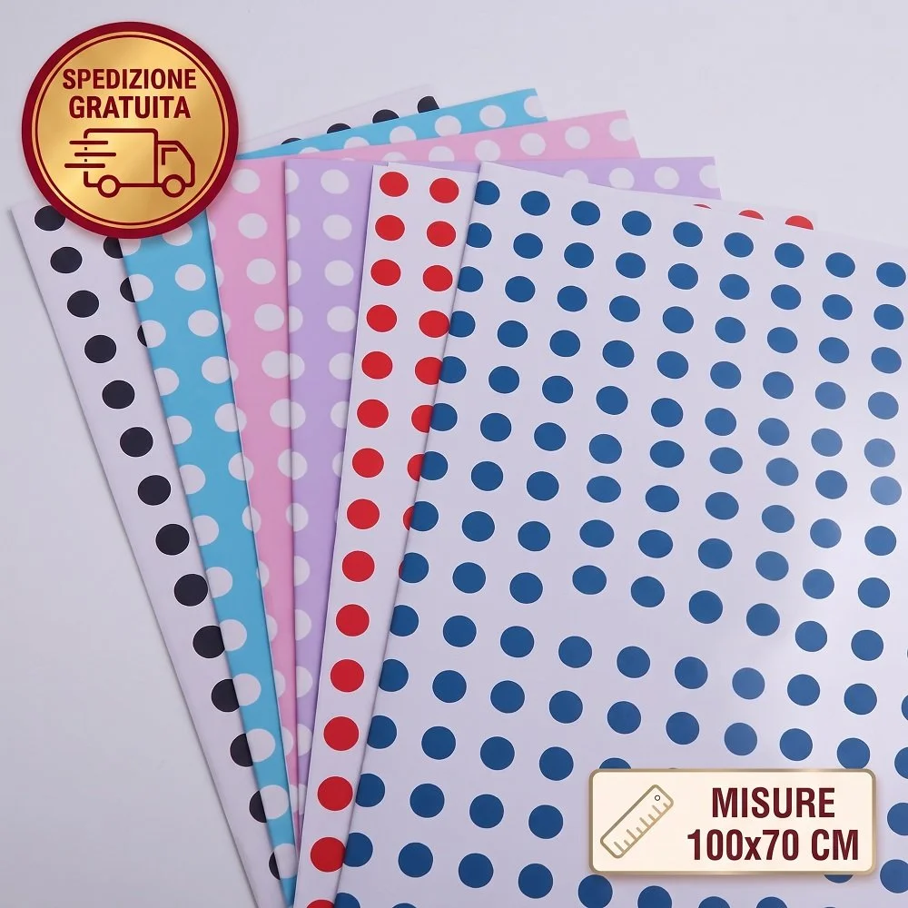 Set 15 Fogli di Carta Regalo a Pois (100x70 cm) – Carta per Confezioni e Packaging