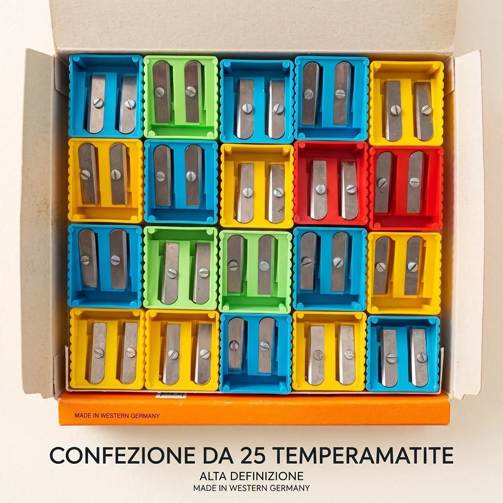 Scatola Display 25 Temperamatite Doppi Vintage Made in Western Germany (Stock Storico Originale 1973)