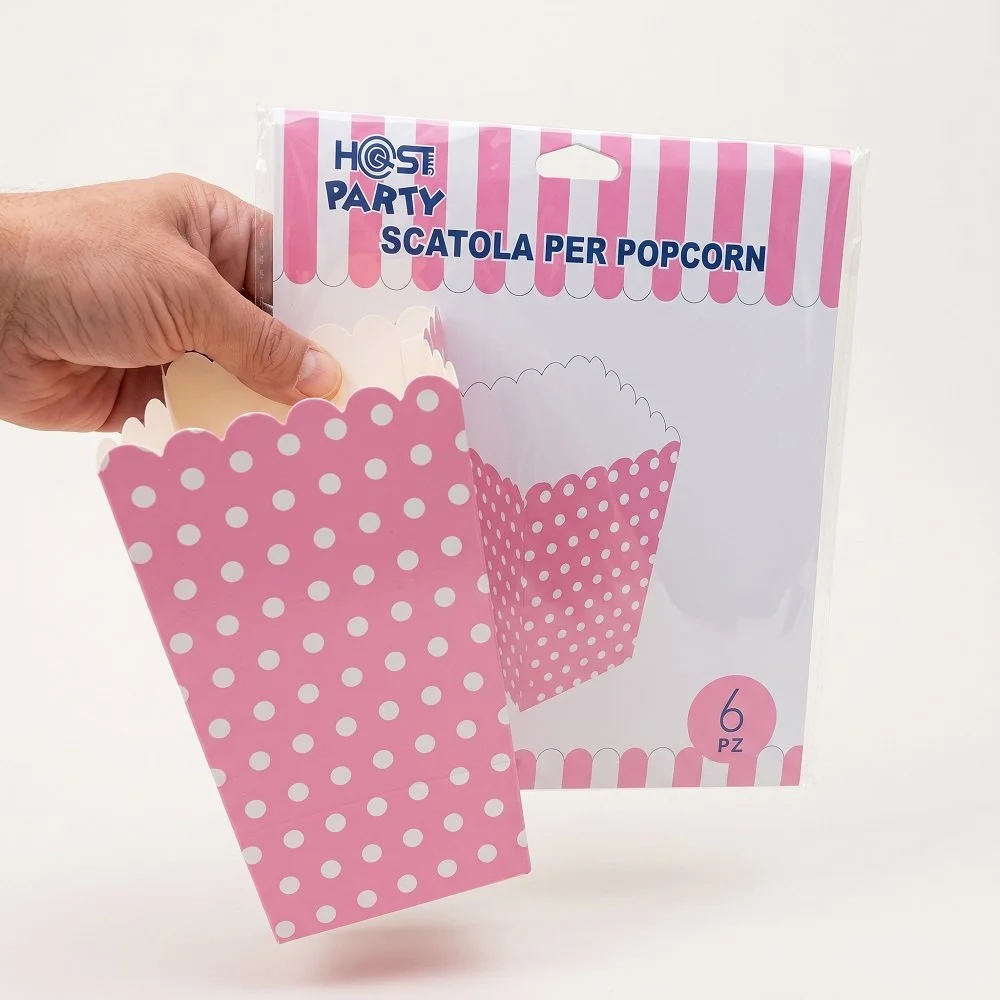 36 Scatoline Porta Popcorn e Caramelle – Rosa a Pois