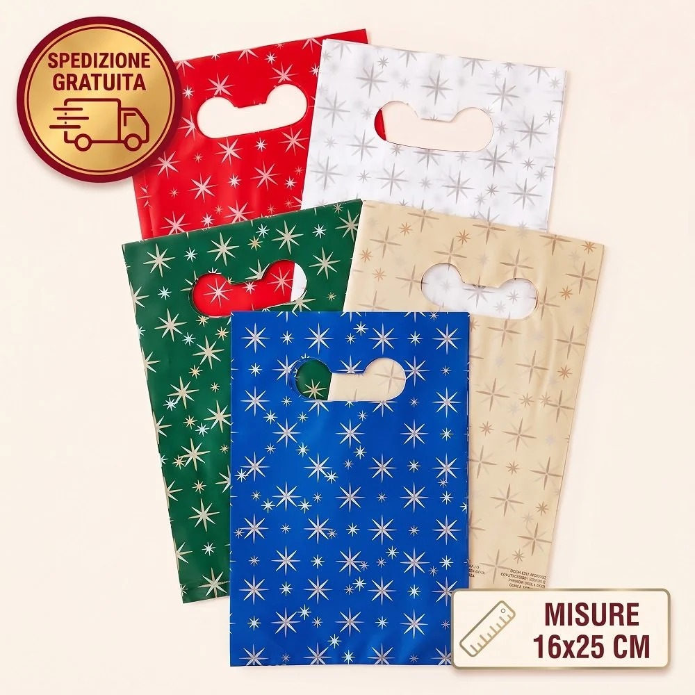 Super Offerta: Lotto 100 Buste Regalo Natalizie 16x25 cm PPL