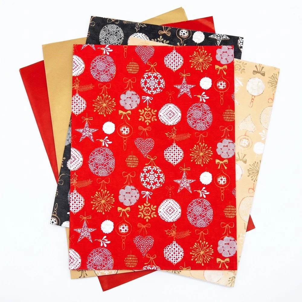 24 Fogli Carta Regalo Natalizia 70x100 cm -12 Confezioni da 2 Fogli