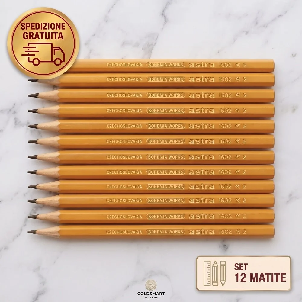 Set 12 Matite in Legno Astra Bohemia Works 1602/2 (Stock Storico Originale 1973)