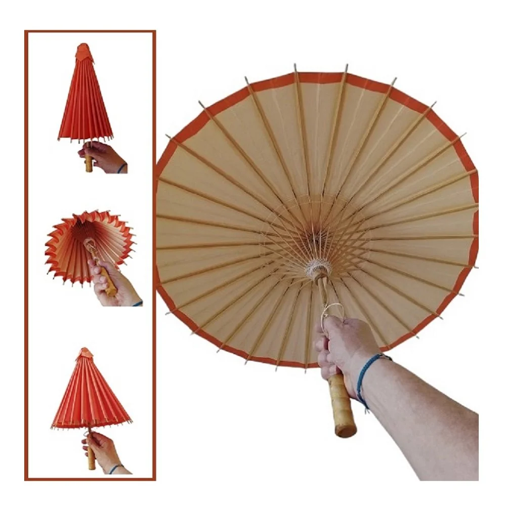Ombrello Decorativo in Bambù e Carta Arancione