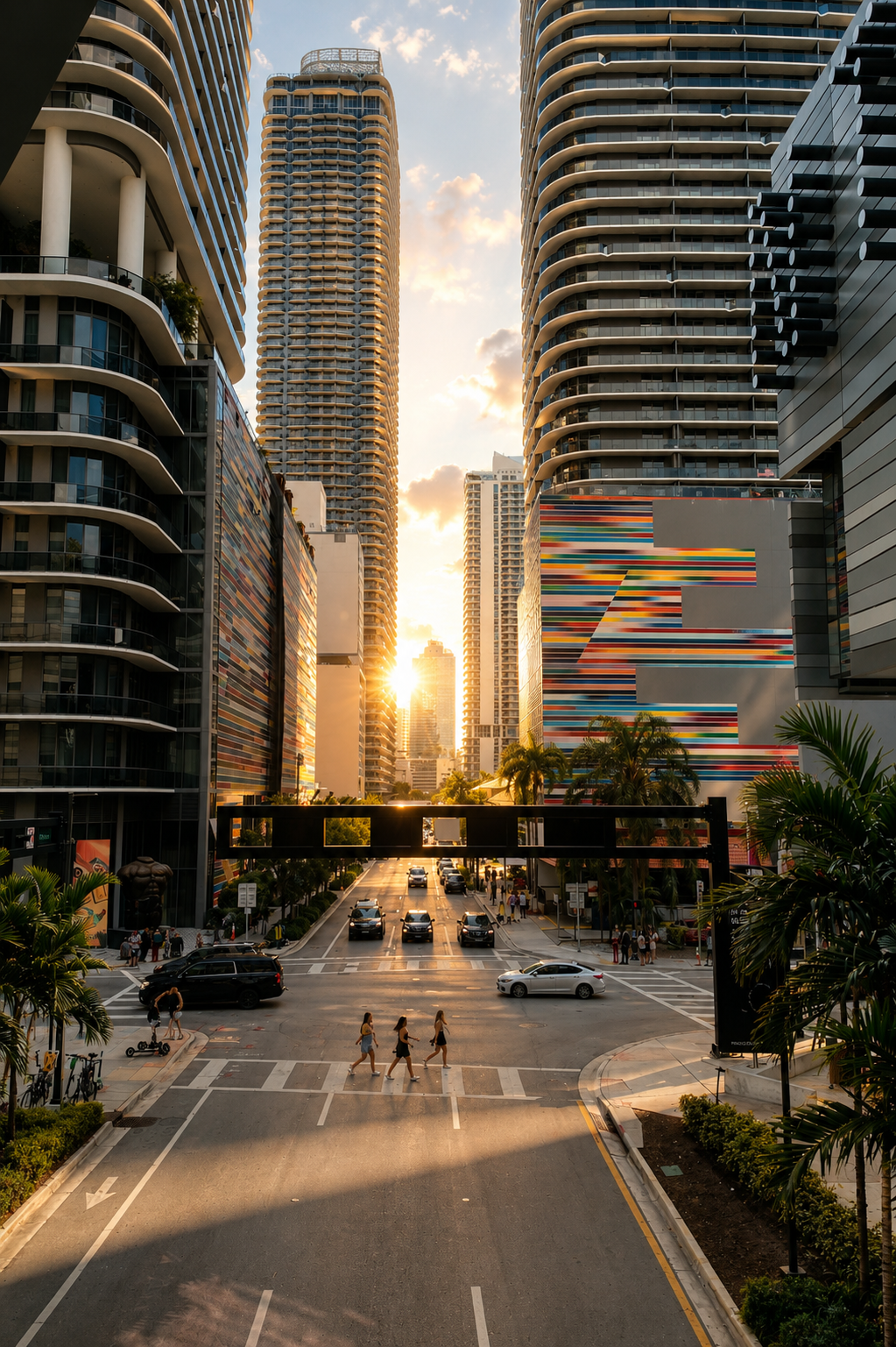 Modern office overlooking Miami financial district.