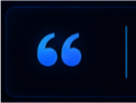 Blue quotation marks and a blank space for text on a dark background.