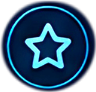 A glowing blue star icon on a dark background.