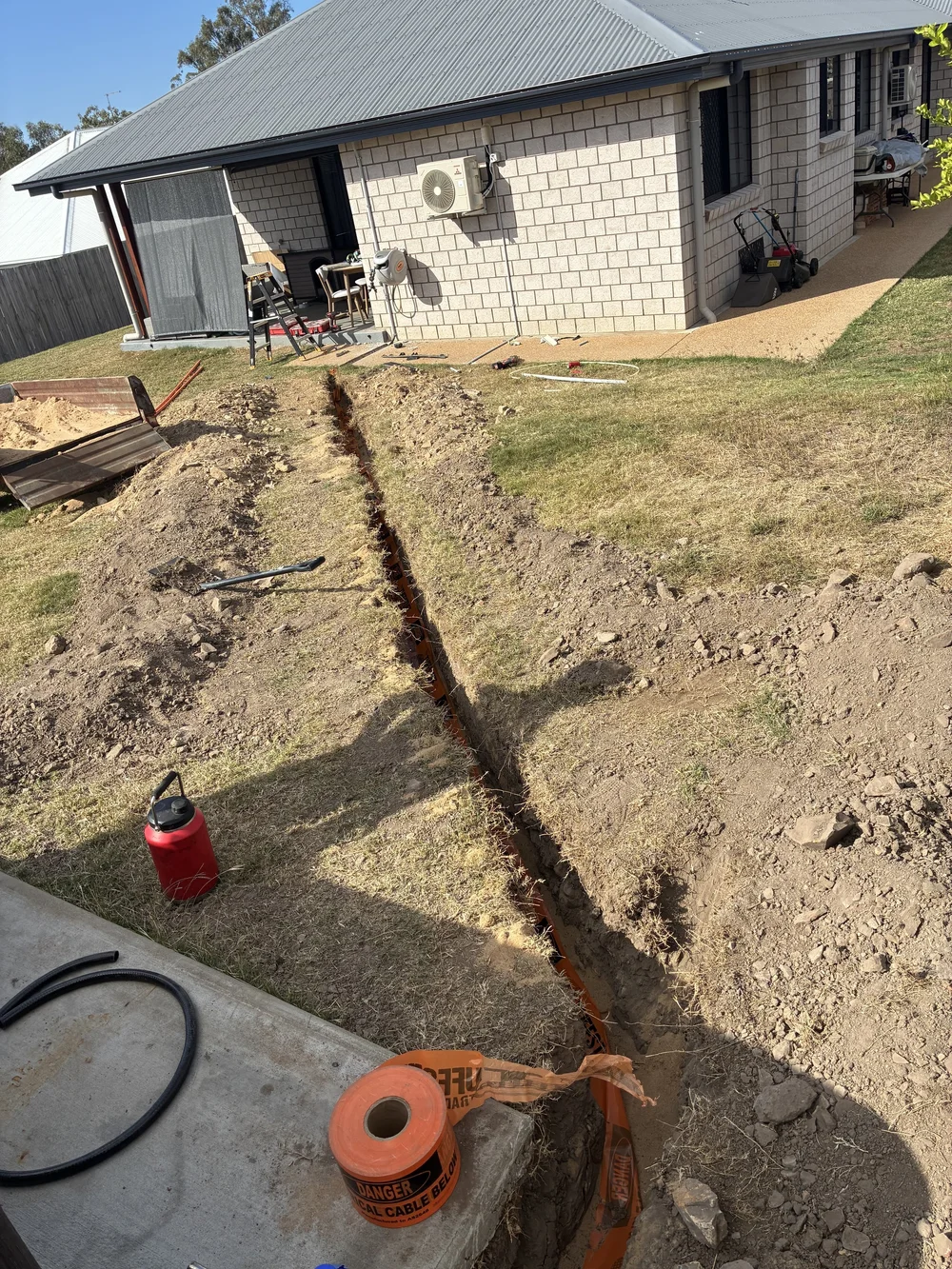 Underground cable trench to a new shed