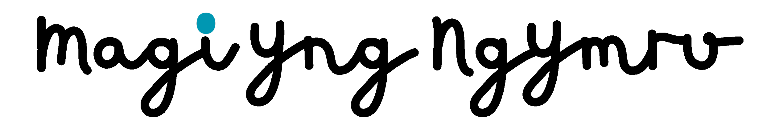The words "May you have a" written in cursive black text with a blue dot over the "i" in "May".