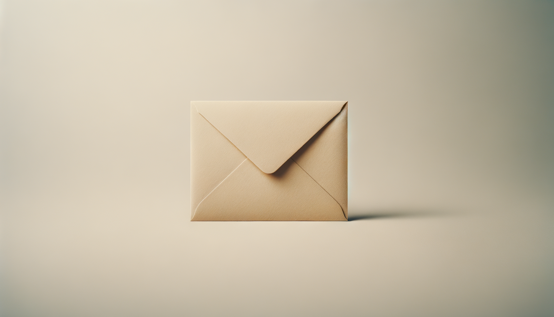 A beige envelope with a triangular flap, sealed, on a neutral background.