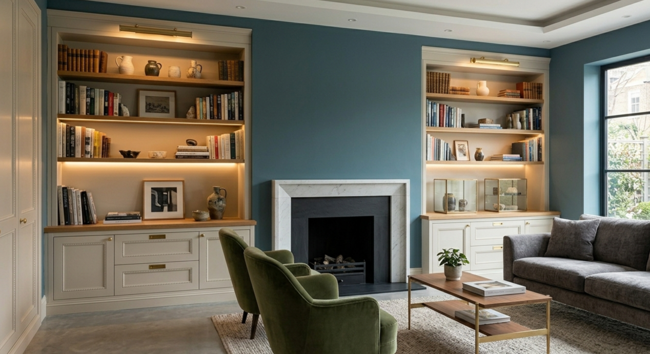 Bespoke alcove bookshelf units in london