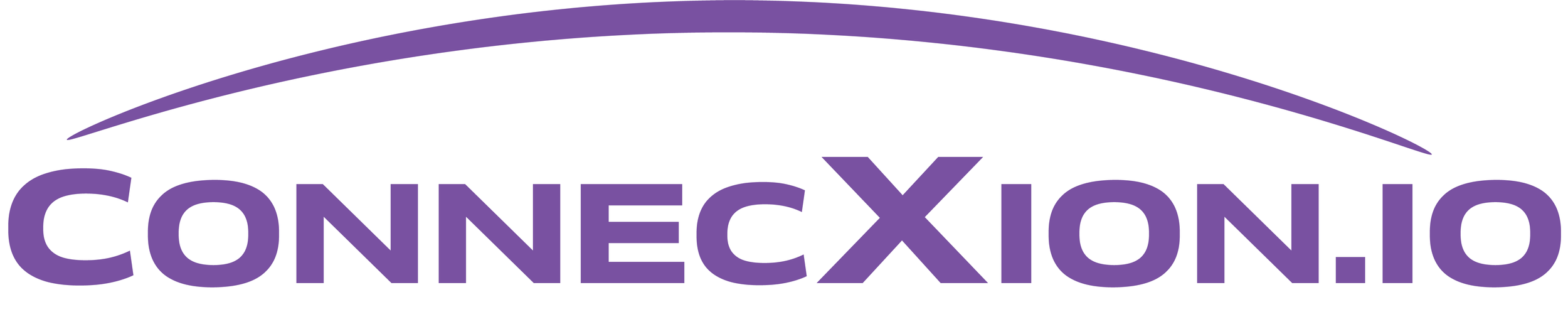 Logo for connection.io with purple text and swoosh above