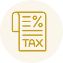 Document with a percentage symbol and a tax label