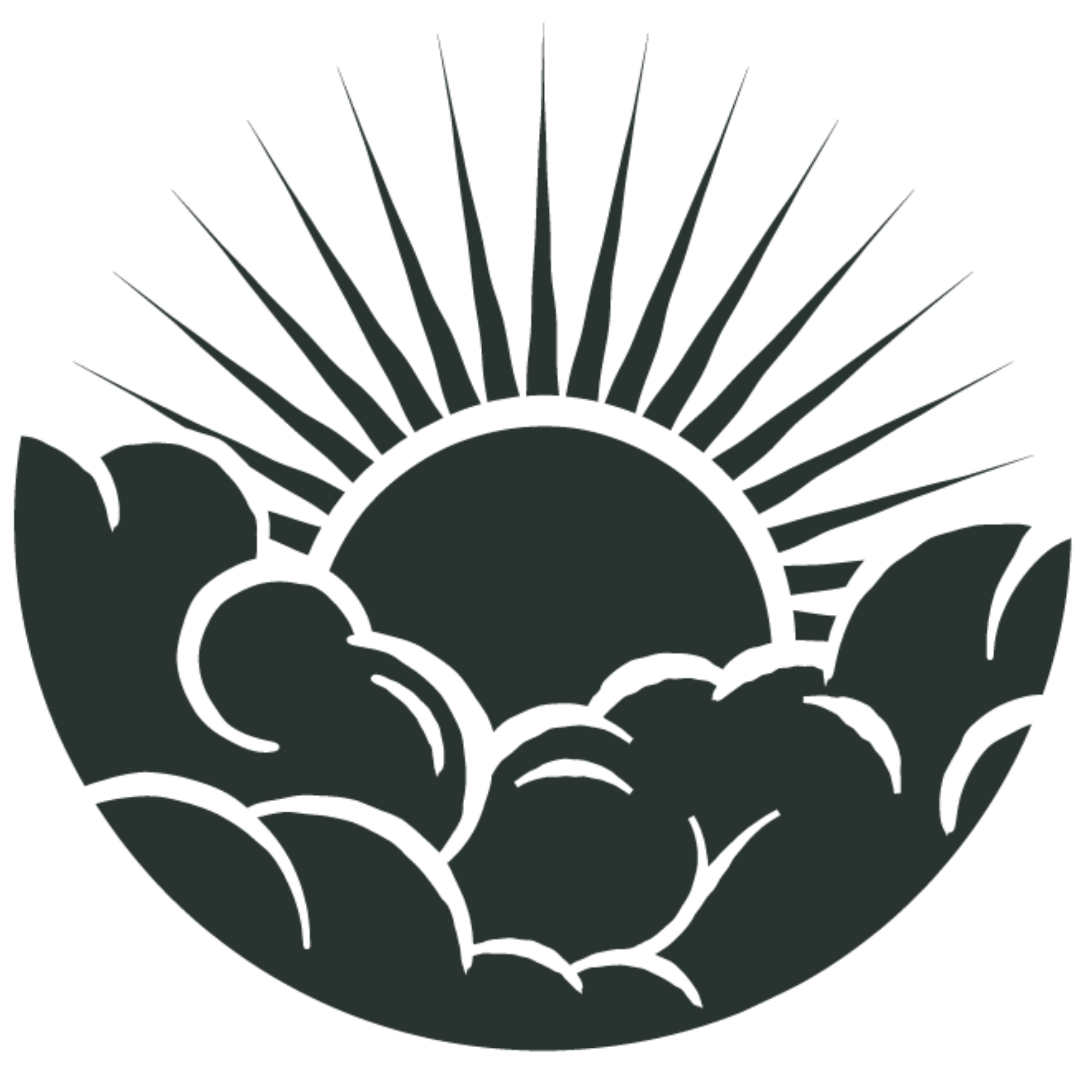 Close-up logo of Northern Sky Creative featuring a sun rising over clouds.