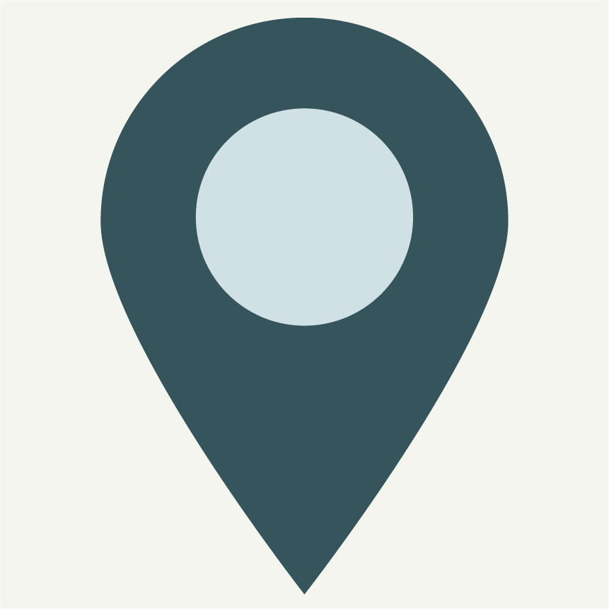 Icon eines Standortpins, farblich blau mit hellblauem Zentrum.