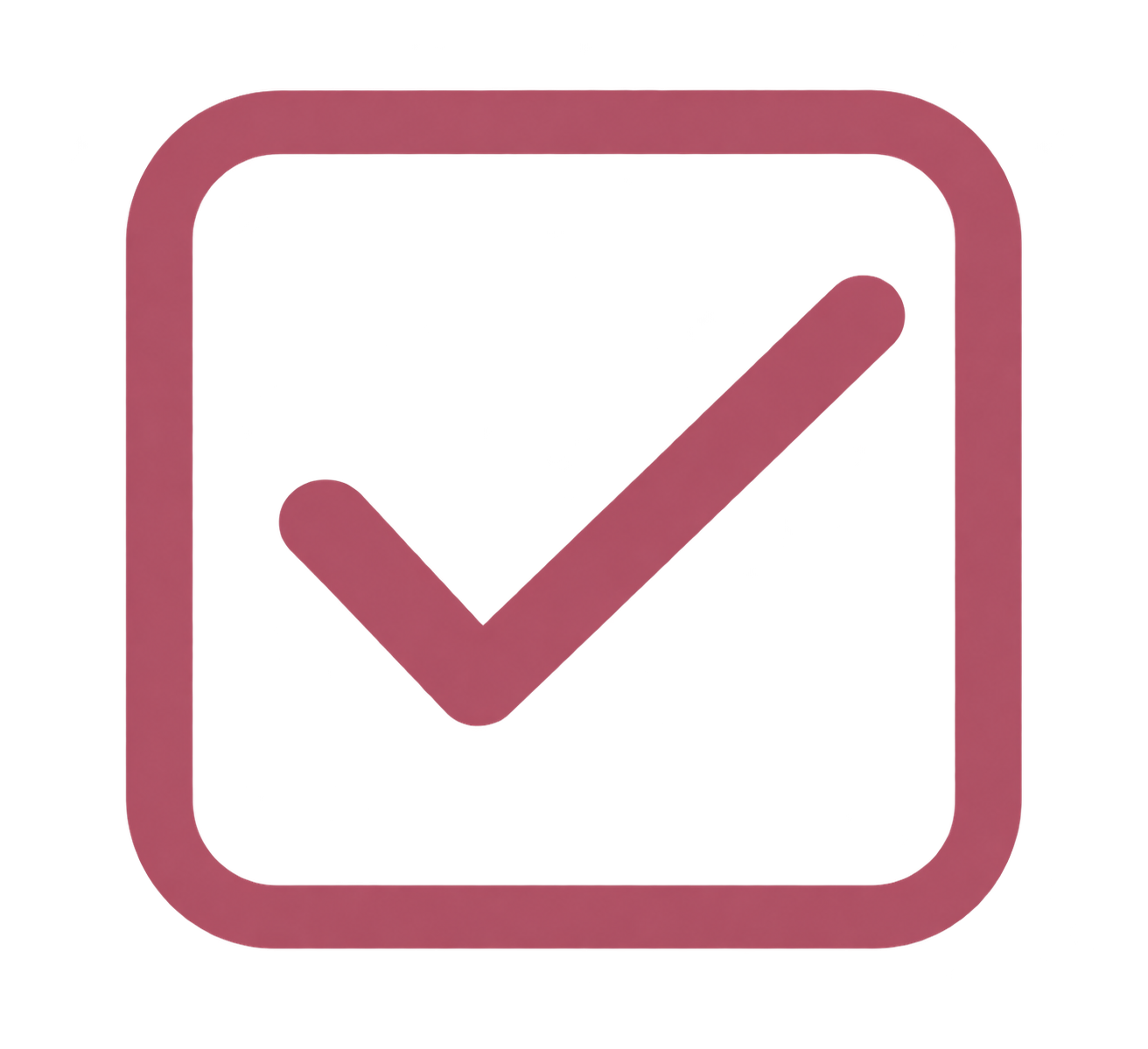Red 3D icon of a checkmark inside a square outline.