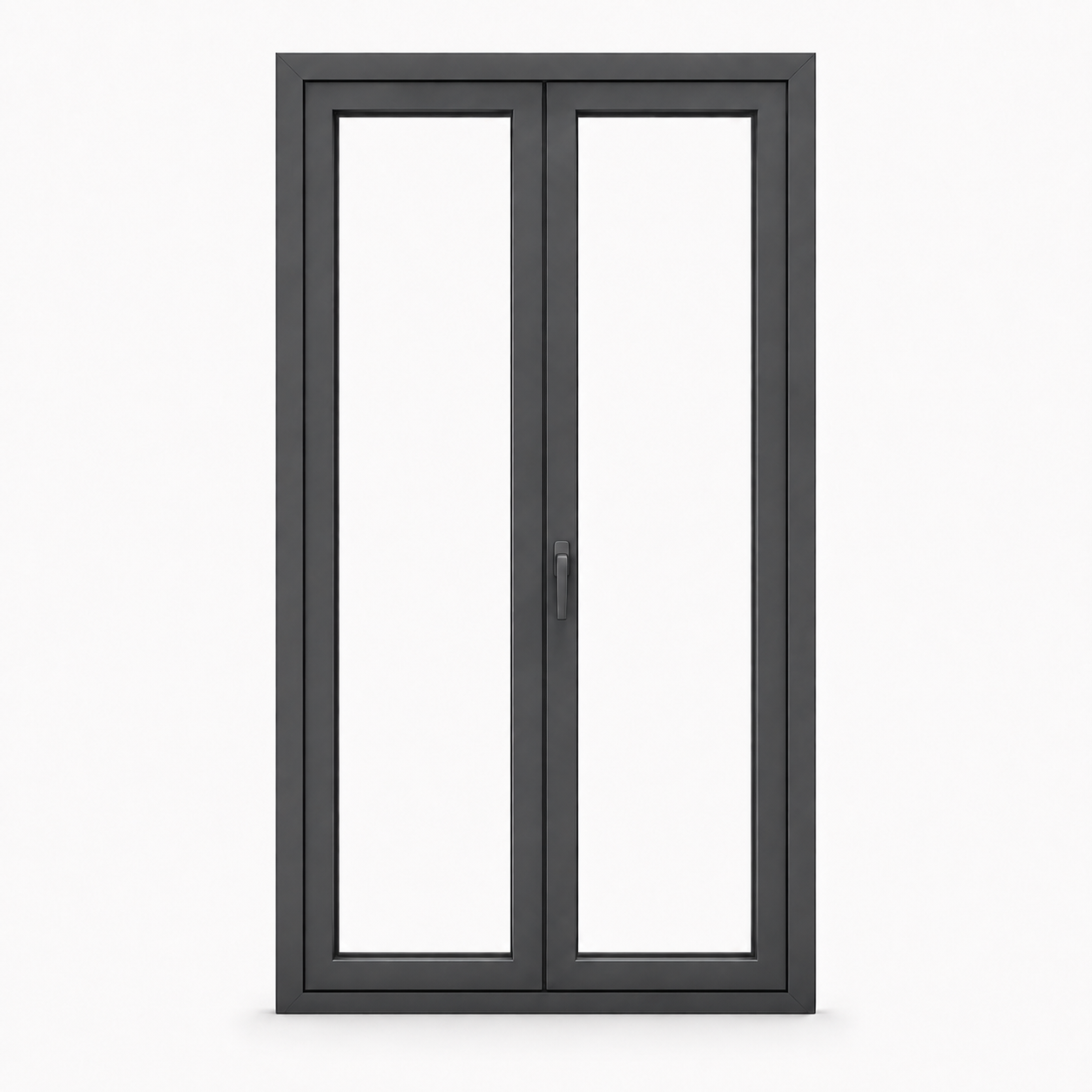 Porte-fenêtre en aluminium à deux vantaux gris anthracite