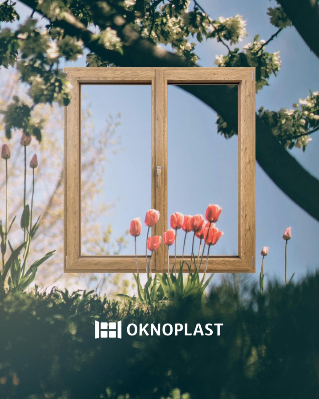 Fenêtre PVC ton bois Oknoplast côté jardin — menuiserie PVC sur mesure, Miroiterie Menuiserie Mellin