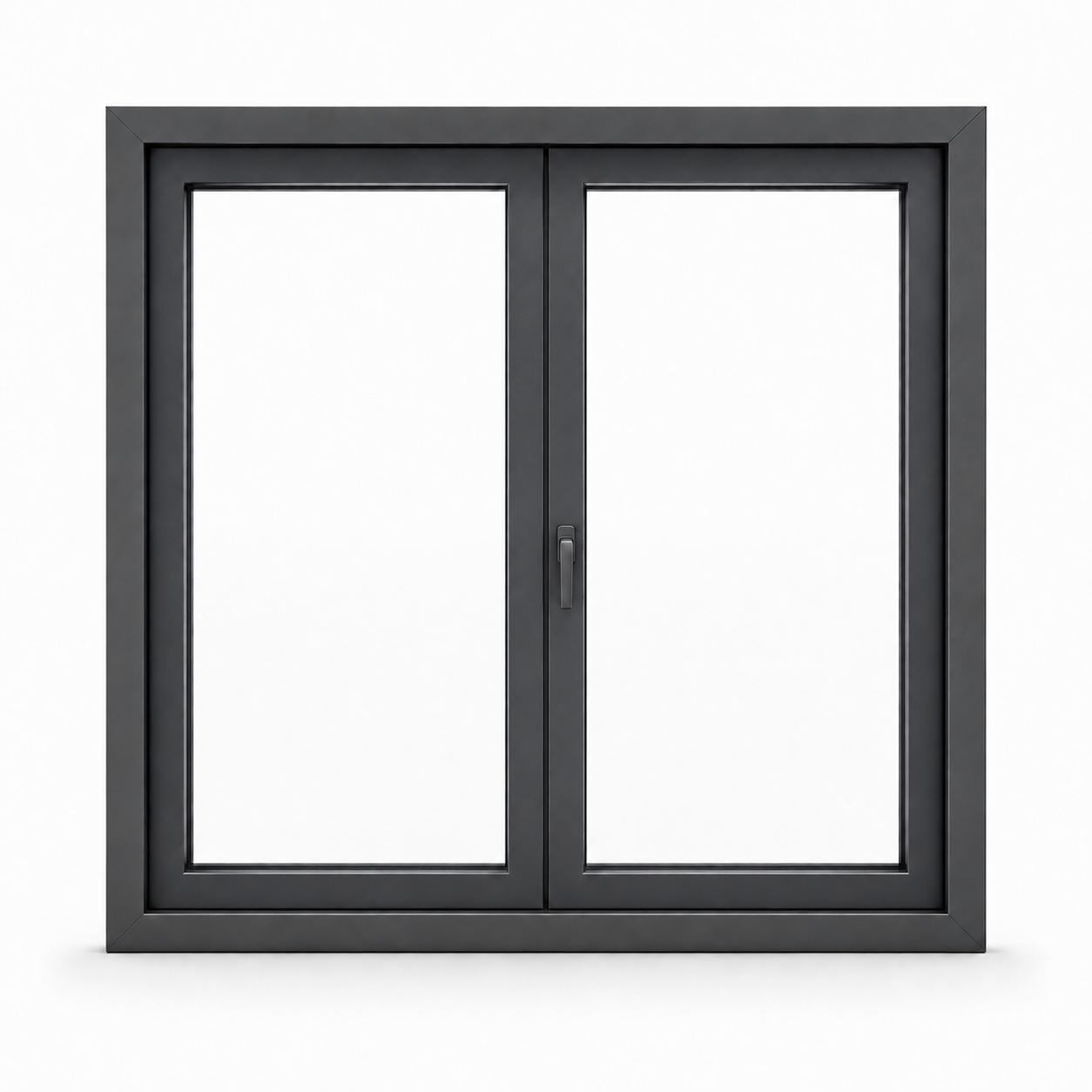 Fenêtre en aluminium à deux vantaux, dormant et ouvrant gris anthracite
