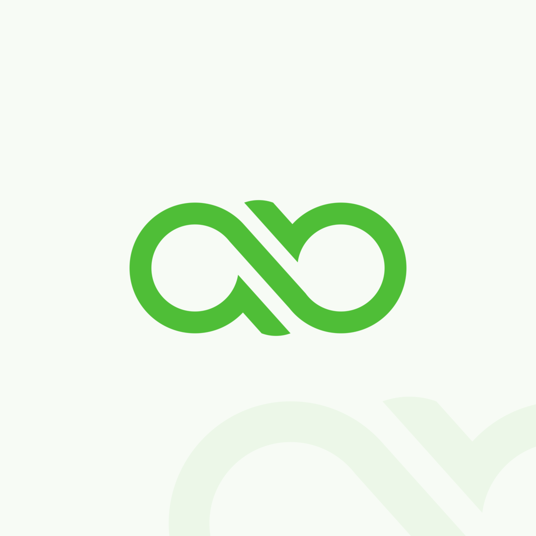 Green infinity symbol logo on a light background