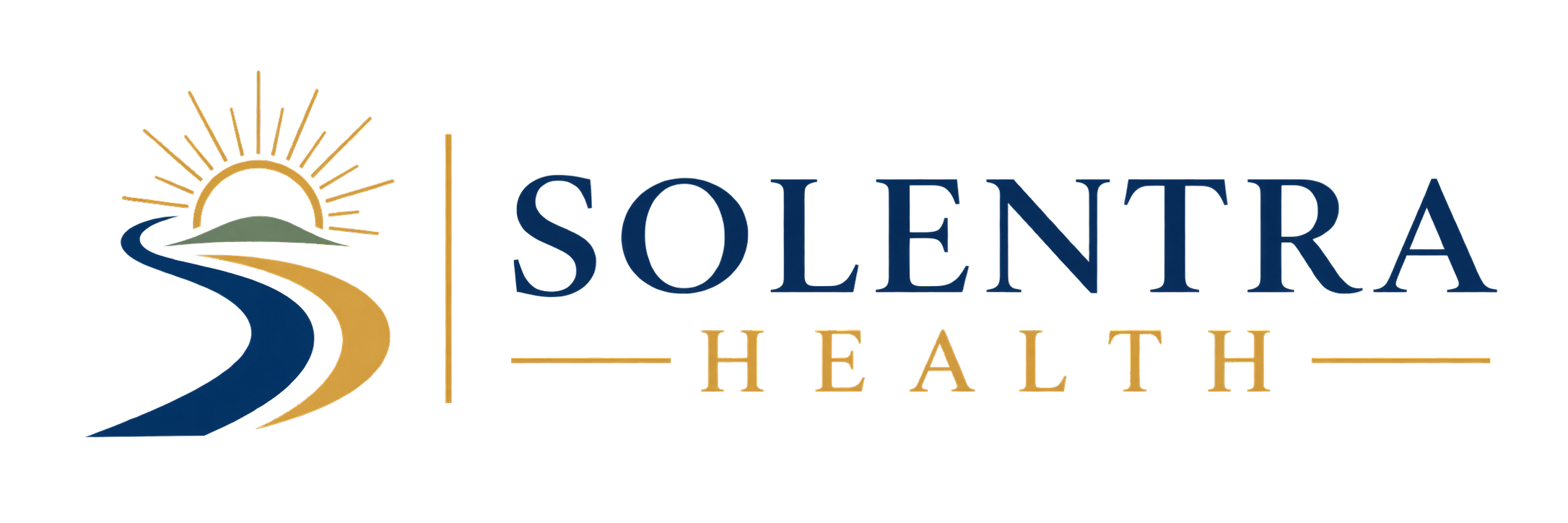 Solentra Health logo featuring a sunrise over a winding path.