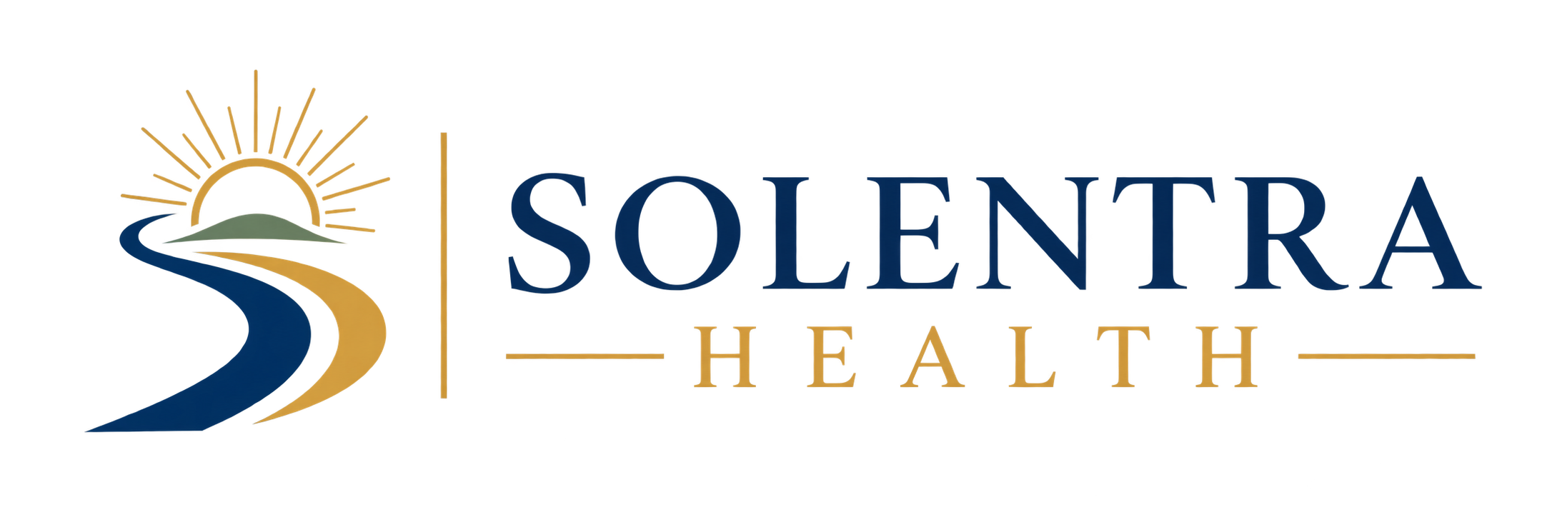 Solentra Health logo featuring a sunrise over a winding path.