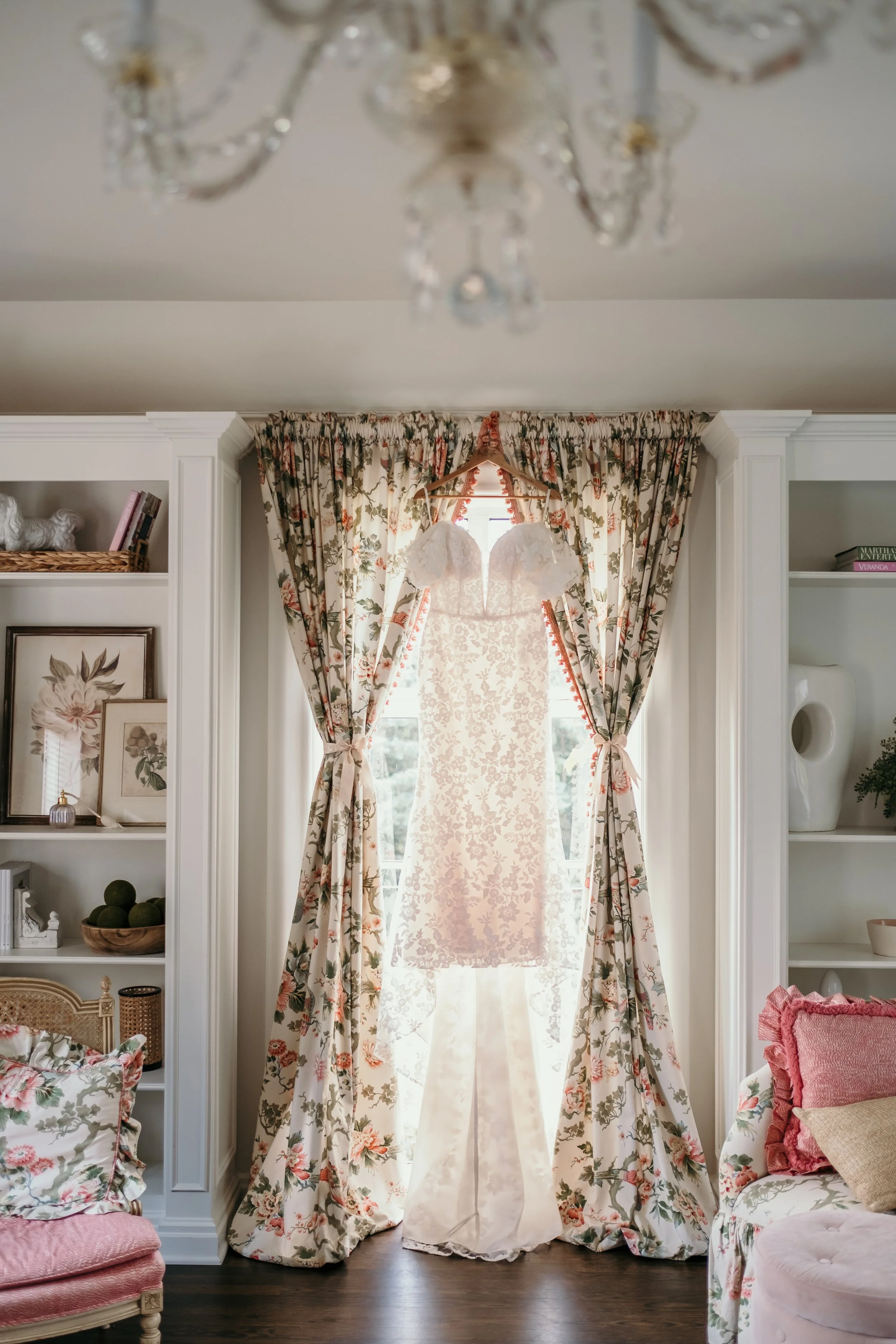 wedding dress hanging