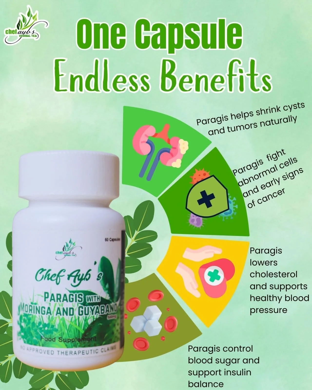 Chef Ayb’s - Paragis with Moringa and Guyabano 60 Caps