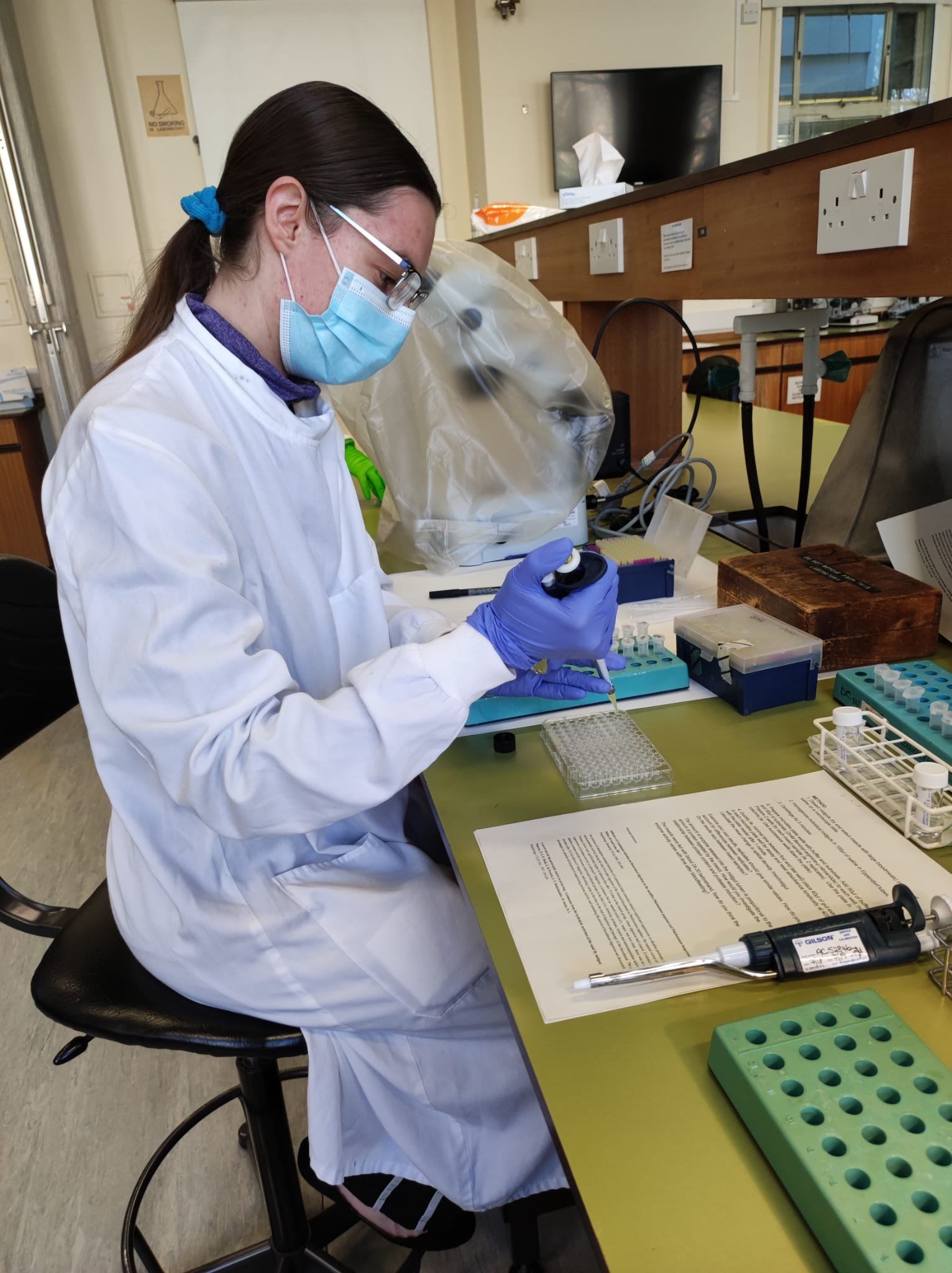 Grace working at a lab bench