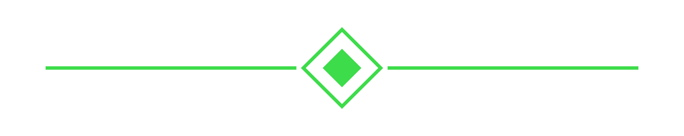 A black background with a green horizontal line intersected by a green diamond shape in the center.