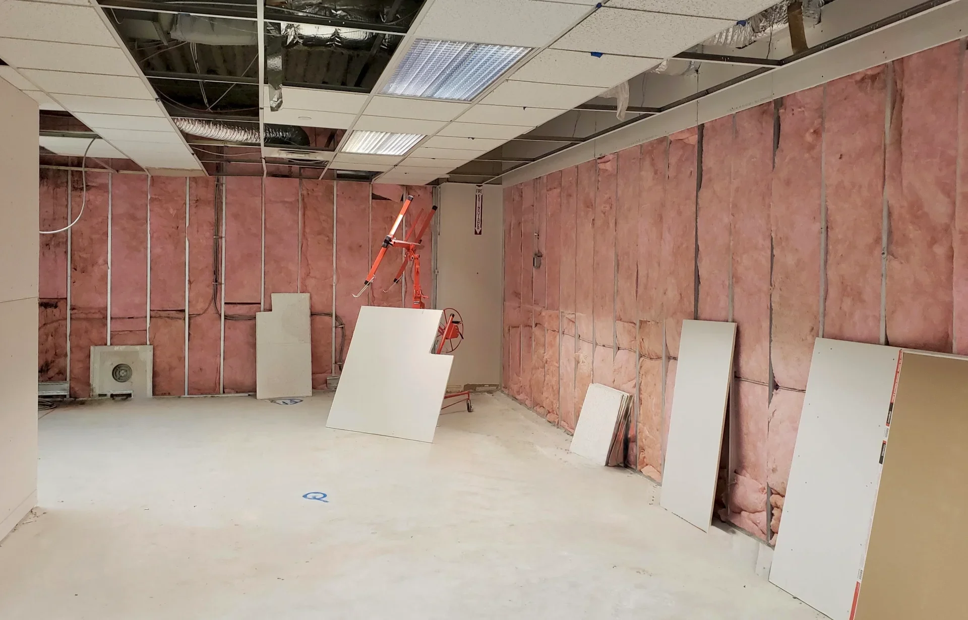 Completed insulation installation.