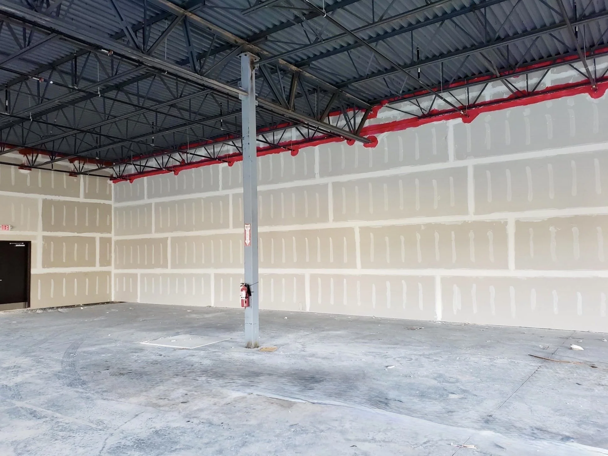 Completed commercial drywall project.