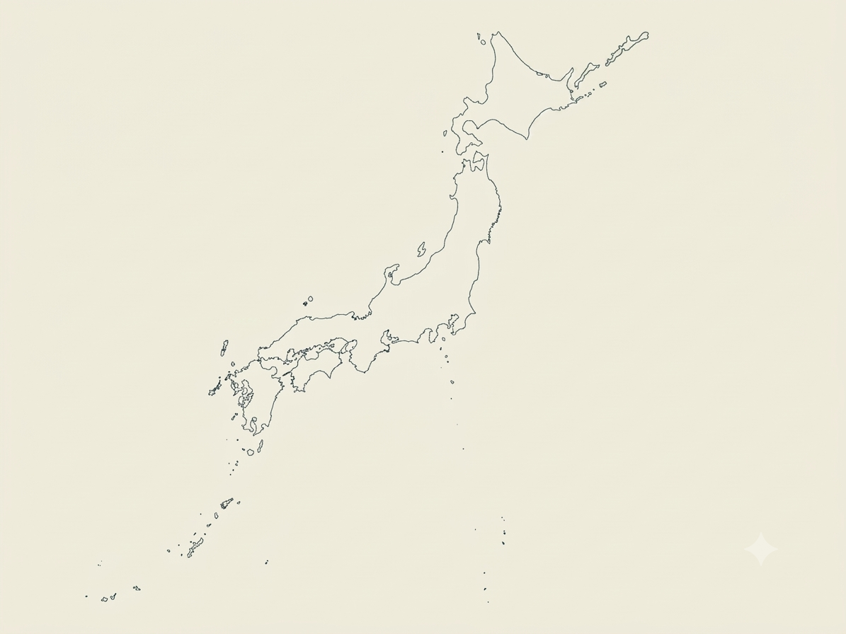 Outline map of Japan with coastlines and islands shown.