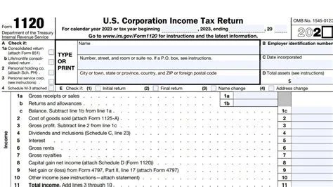 Corporate Annual Tax Return For Profit 1120