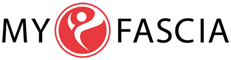 My Fascia logo, jossa ihmishahmo ja spiraalimainen muoto.