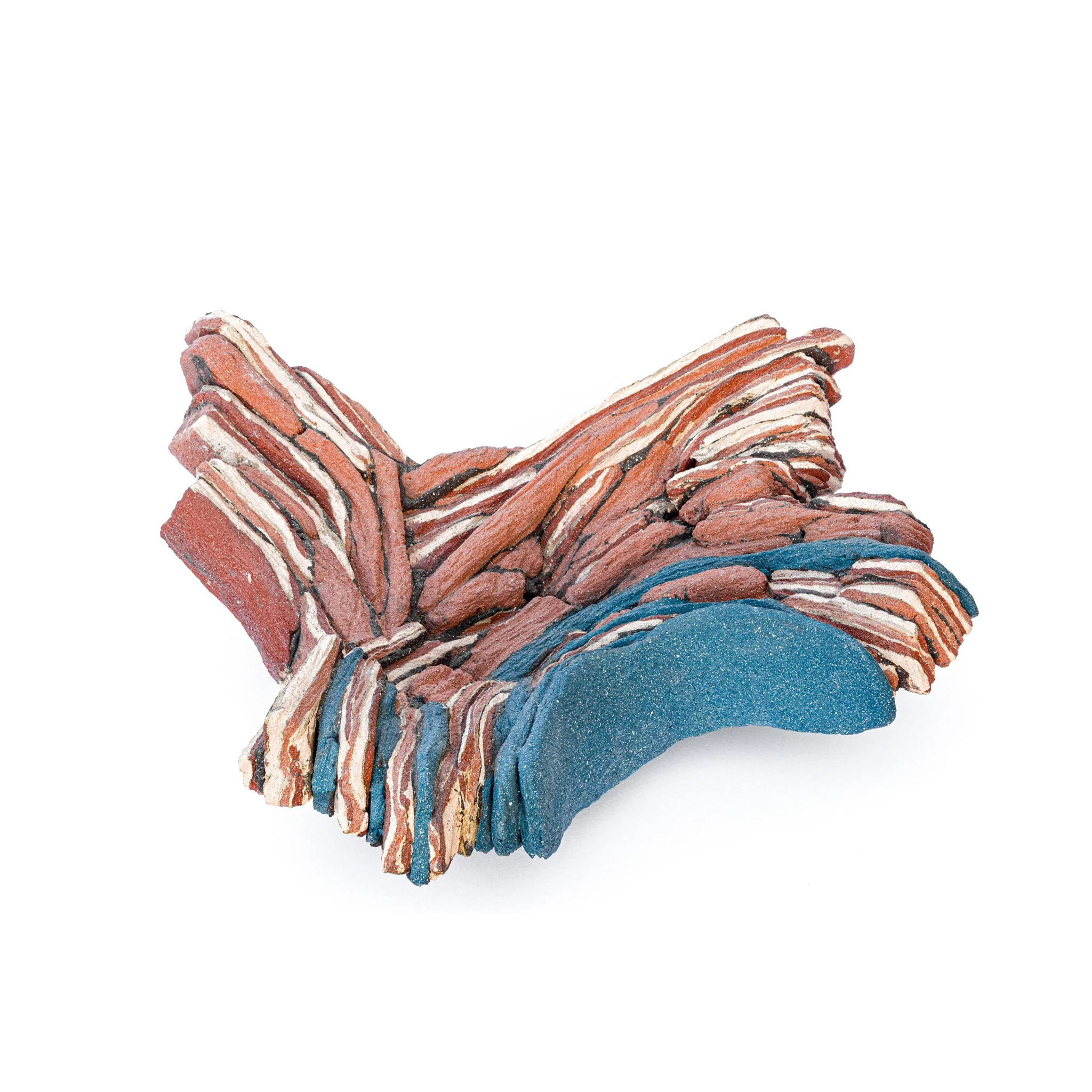 Pigmented stoneware clay and oxides. Fired at 1220ºC. 23 x 38 x 8 (cm)
