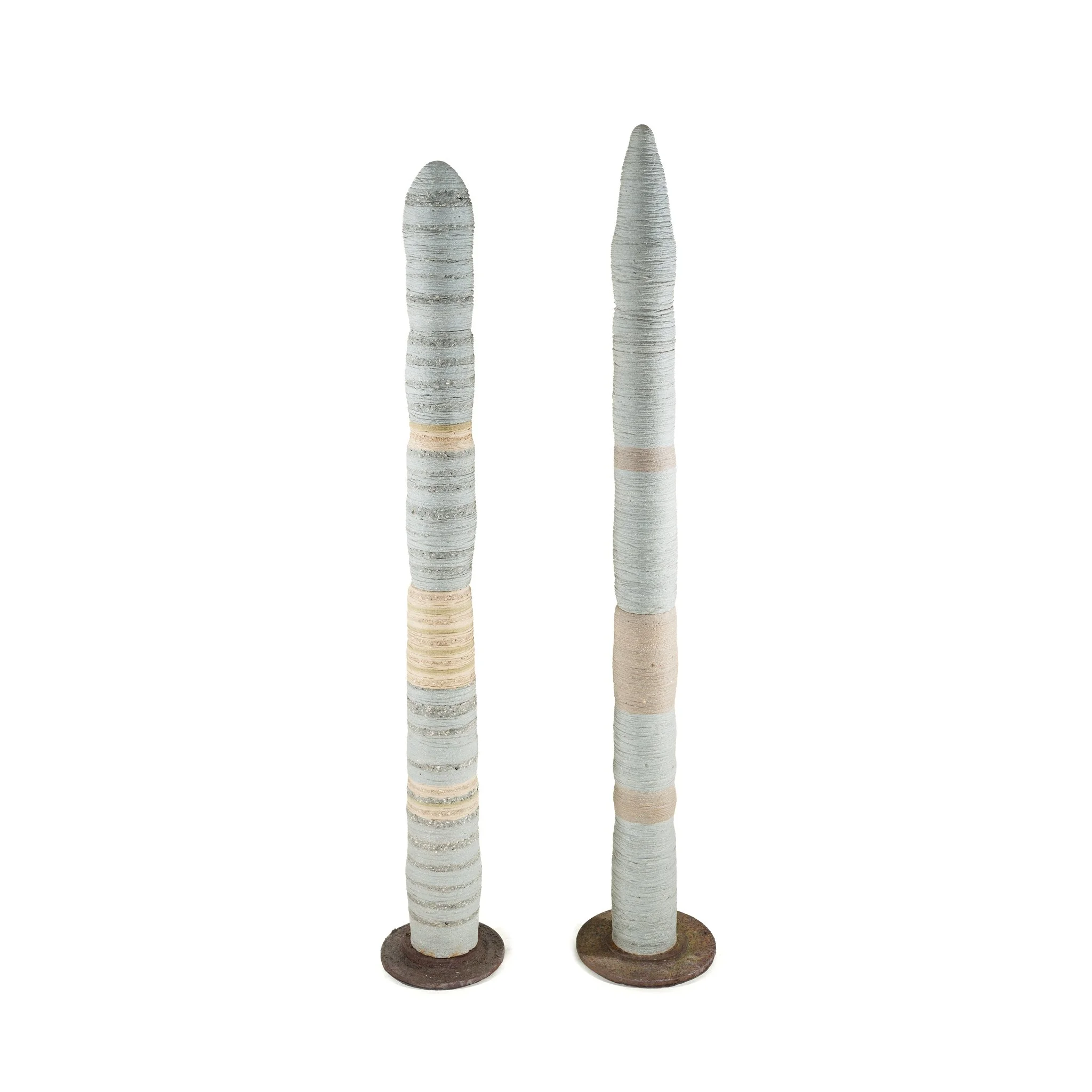 Pigmented clay fired at 1250ºC. Metal structure included. Left: 12,5 x 147 / Right: 11 x 154 (cm)