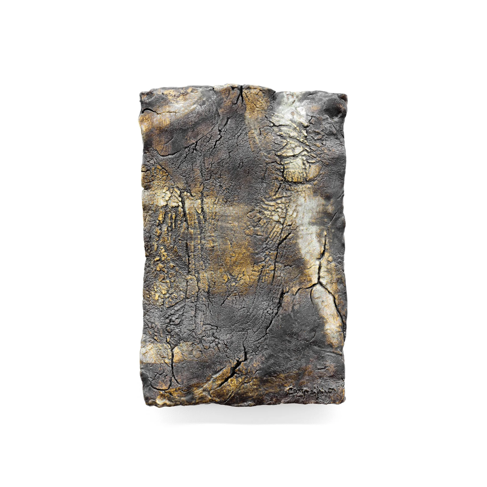 Refractory clay, oxides and engobes. Fired at 1220ºC. 40 x 58 x 3 (cm)