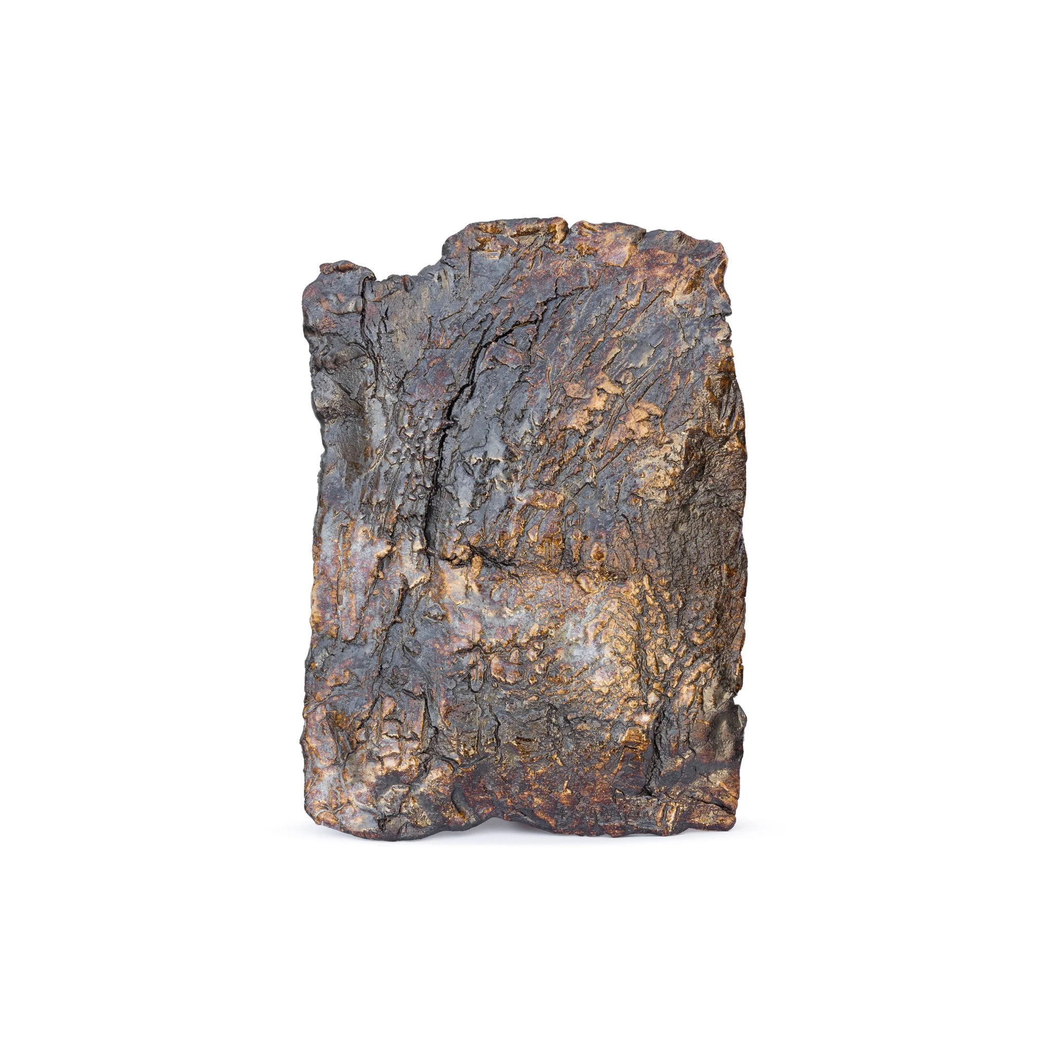 Refractory clay, oxides and engobes. Fired at 1220ºC. 33 x 49 x 3 (cm)