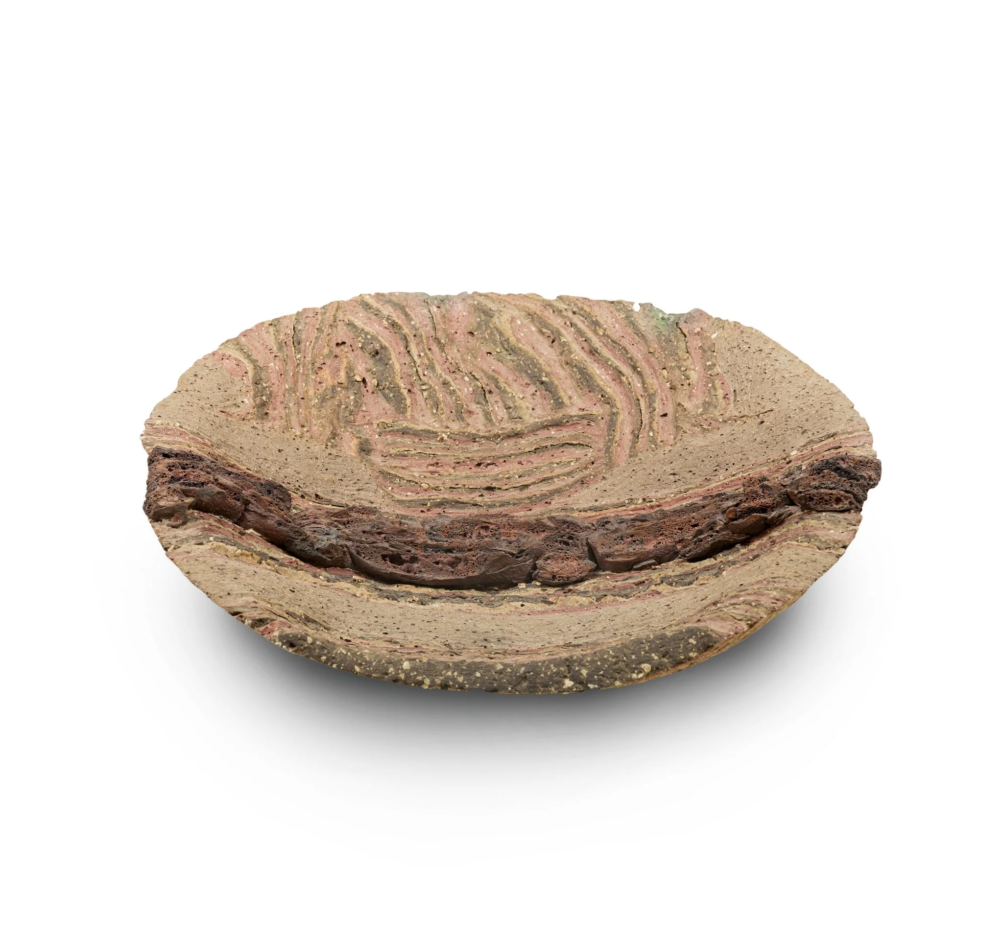Expanded slate stone and pigmented clay. Fired at 1250ºC. 41,5 x 38,5 x 14 (cm)