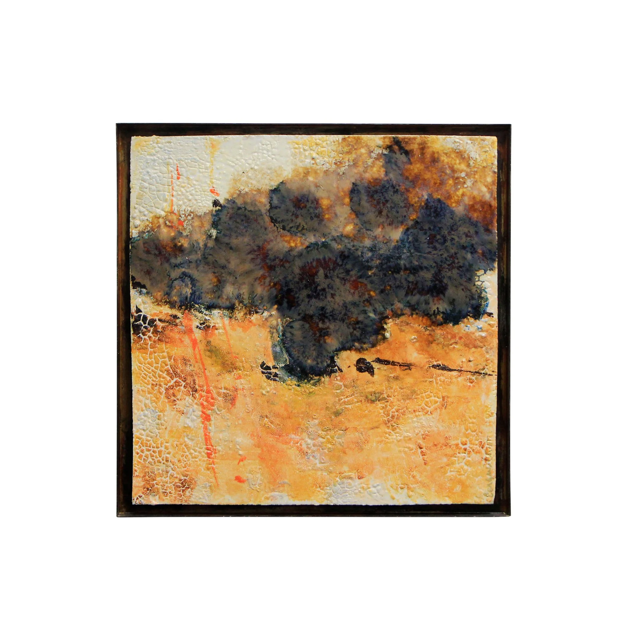 Stoneware, porcelain, oxides and glazes. Fired at 1150ºC. Includes the metal frame. 48,5 x 48,5 x 3 (cm)