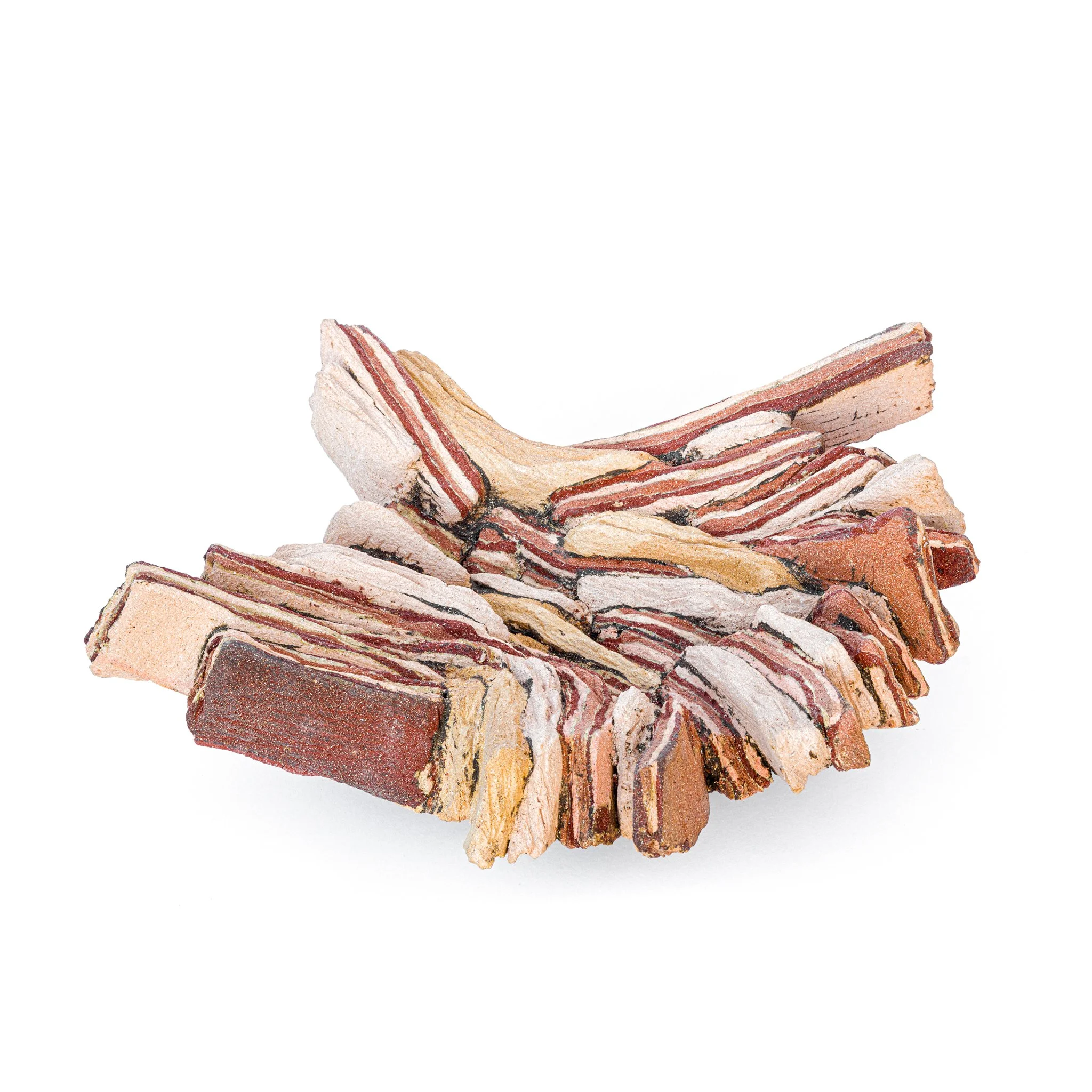 Pigmented stoneware clay and oxides. Fired at 1220ºC. 29 x 35 x 8 (cm)