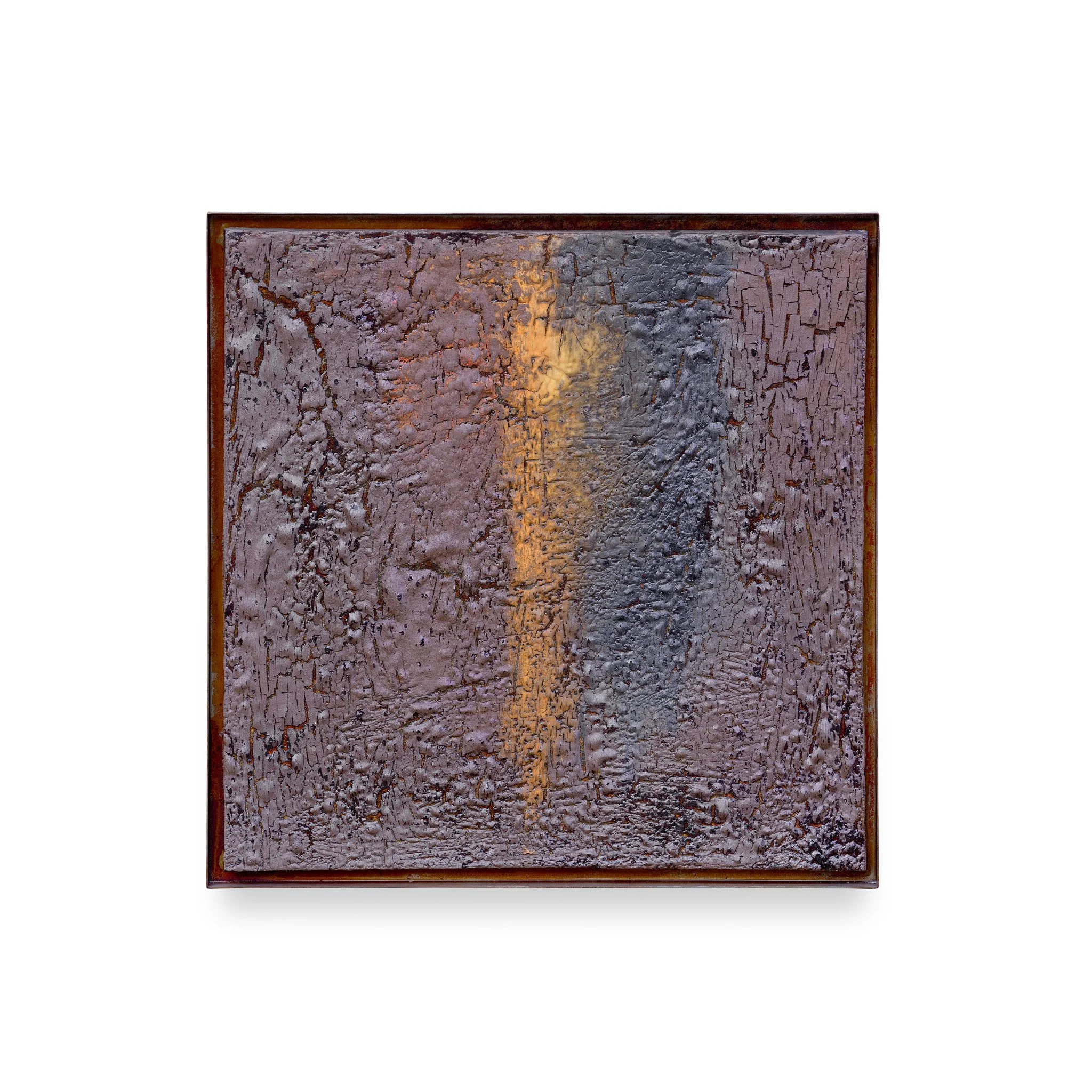 Stoneware, porcelain, oxides and glazes. Fired at 1150ºC. Includes the metal frame. 48,5 x 48,5 x 3 (cm)