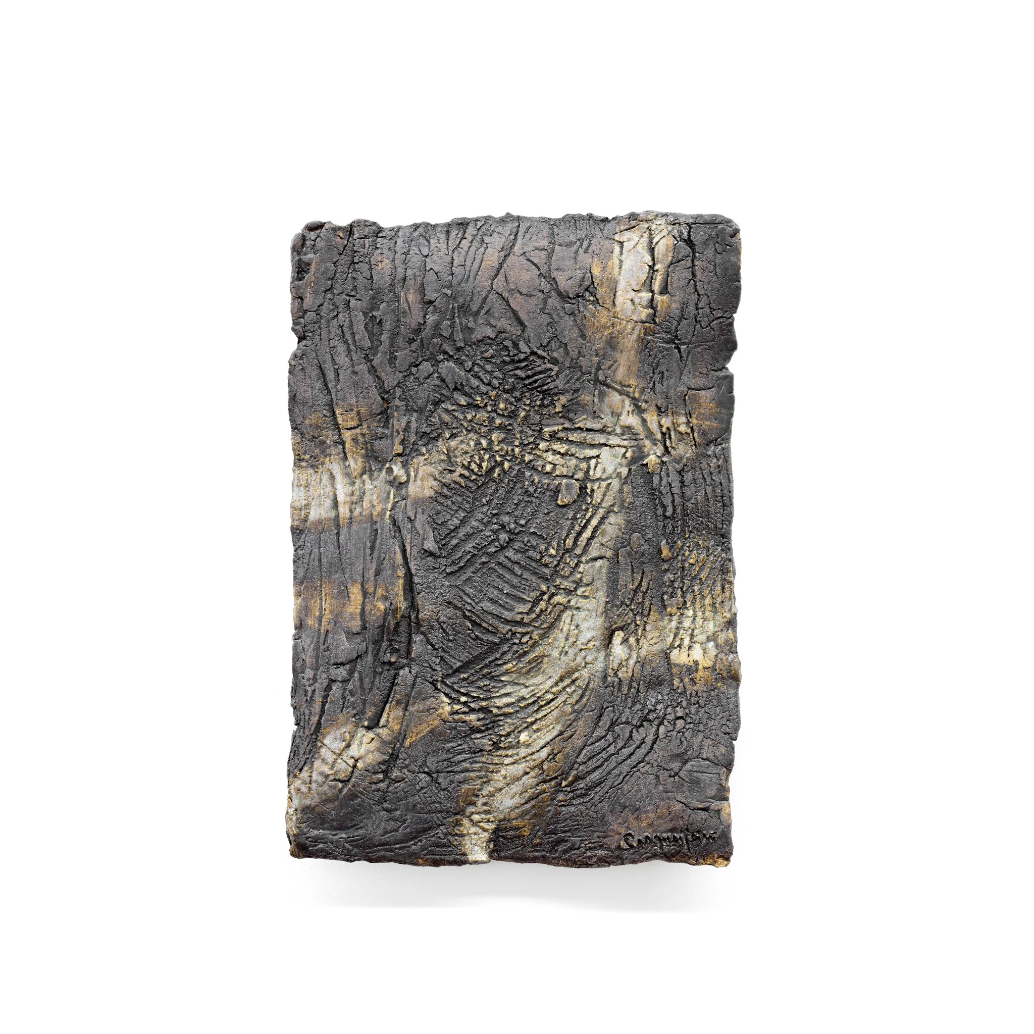 Refractory clay, oxides and engobes. Fired at 1220ºC. 40 x 58 x 3 (cm)
