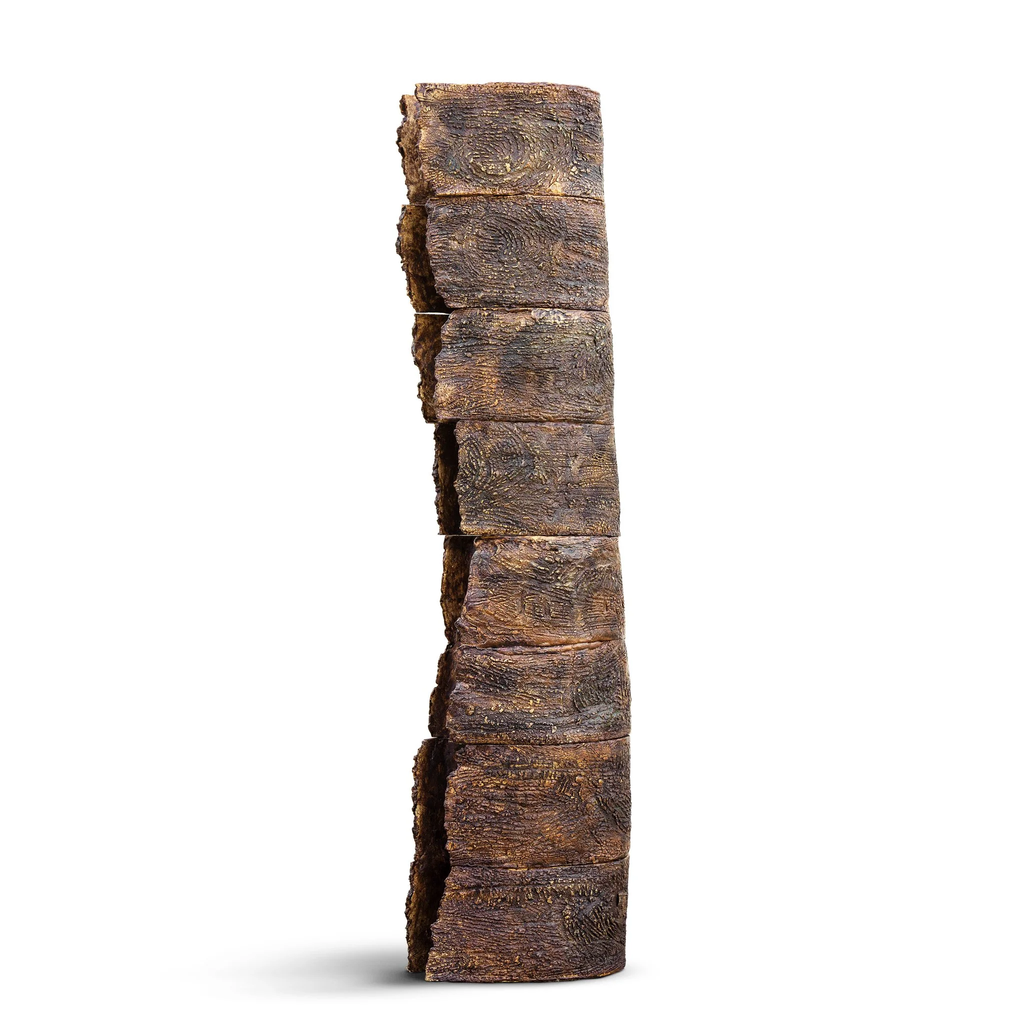 Refractory clay, oxides and glazes. Fired at 1220ºC. 46 x 27 x 190 (cm)